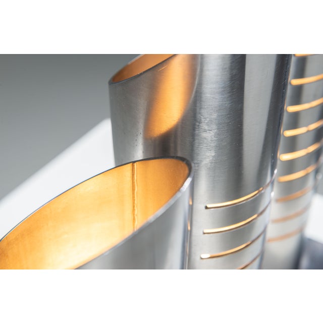 Triple Column Table Lamp in Stainless Steel attributed to Goffredo Reggiani, 1960s For Sale - Image 13 of 18