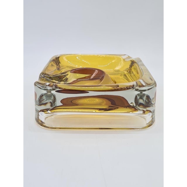 Mid-Century Modern Murano Sommerso Ashtray Amber Art Glass, Italy, 1960s For Sale - Image 3 of 11