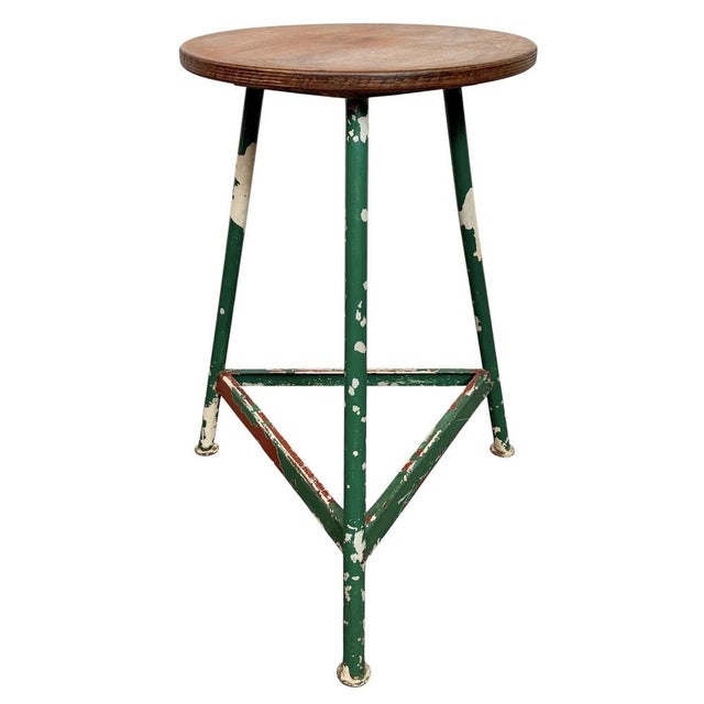 Industrial Green Workshop Stool, 1960s For Sale - Image 17 of 17