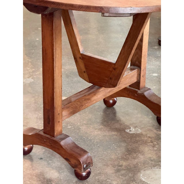 Brown 19th Century French Oak Wine Table With Tilt Top For Sale - Image 8 of 12