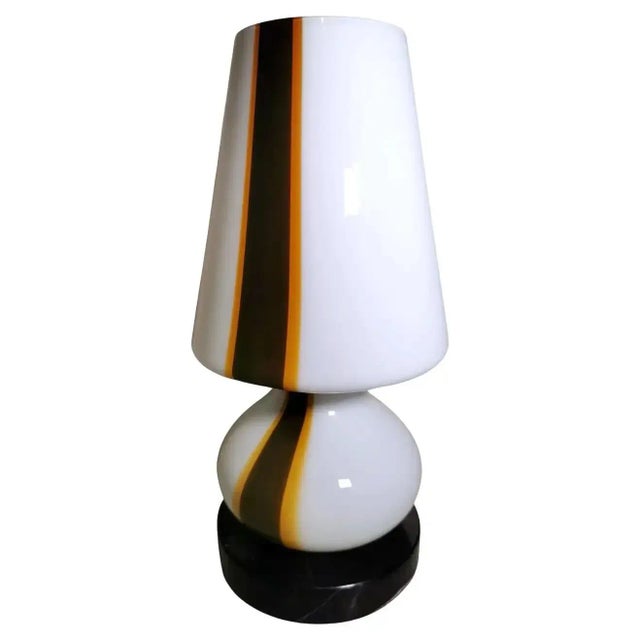 Carlo Moretti Style Space Age Lamp From Murano in Opaline Glass and Marble Base For Sale - Image 13 of 13