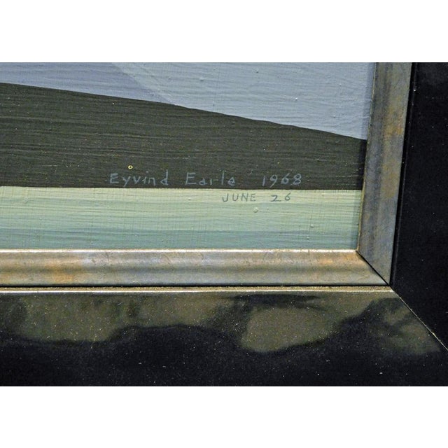 Eyvind Earle Untitled Blue MTN Hand Signed Original Oil on Panel Make an Offer For Sale - Image 9 of 10