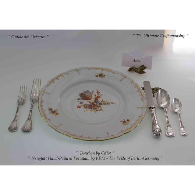 Vintage/New Sterling Silver 5-Piece Flatware Place-Setting, Bourbon Pattern by Odiot For Sale - Image 11 of 12