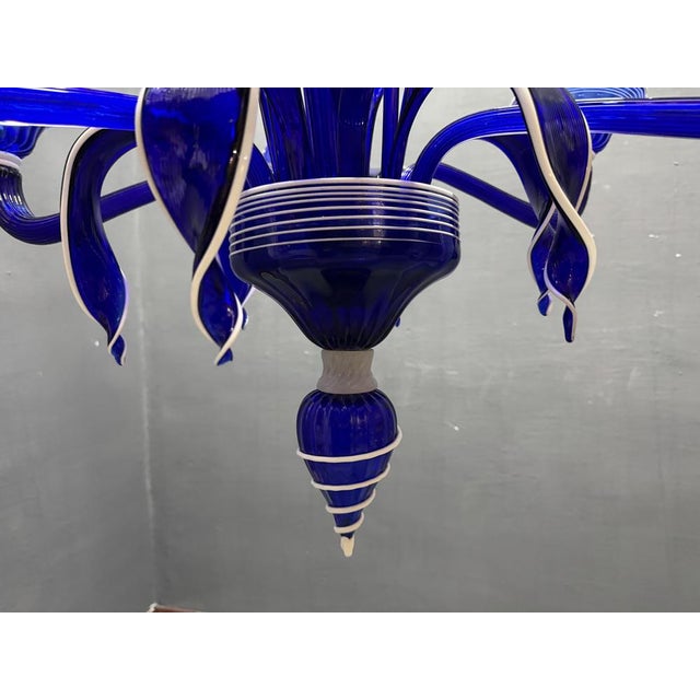 Vintage Blue and White Murano Chandelier, Italy, 1980s For Sale - Image 13 of 15