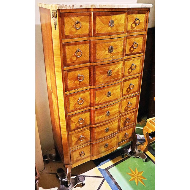 Showcase of a piece-a 19c French Louis XVI transitional semanier dresser, 7 drawers, thus 'semanier-1 for each day of the...