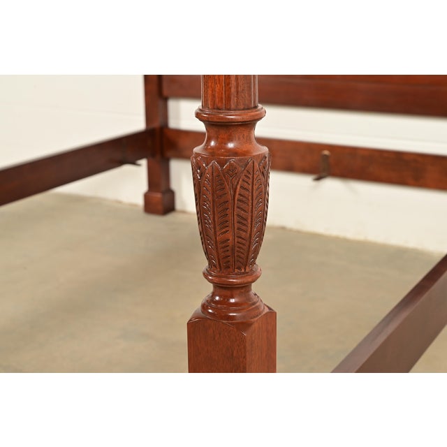 Baker Furniture Georgian Carved Mahogany Queen Size Poster Bed For Sale - Image 9 of 12
