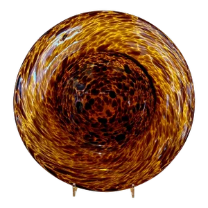 1980s Tortoise Shell Hand Blown Glass Charger Plate