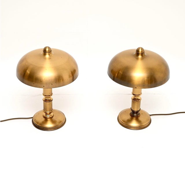 Vintage Brass Mushroom Table Lamps, 1960, Set of 2 For Sale - Image 4 of 11