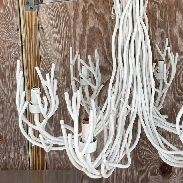 Vintage Coastal Metal Twig Chandelier For Sale - Image 9 of 12