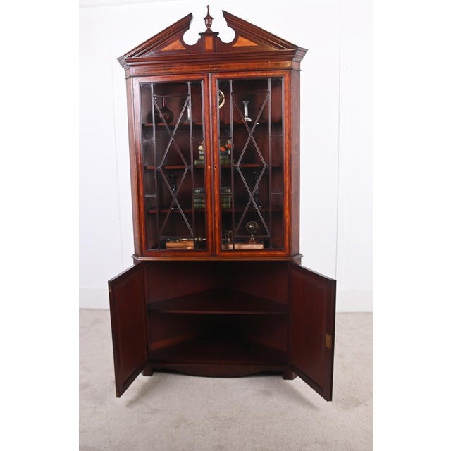 Brown George III Mahogany Corner Display Cabinet, 1820s For Sale - Image 8 of 13
