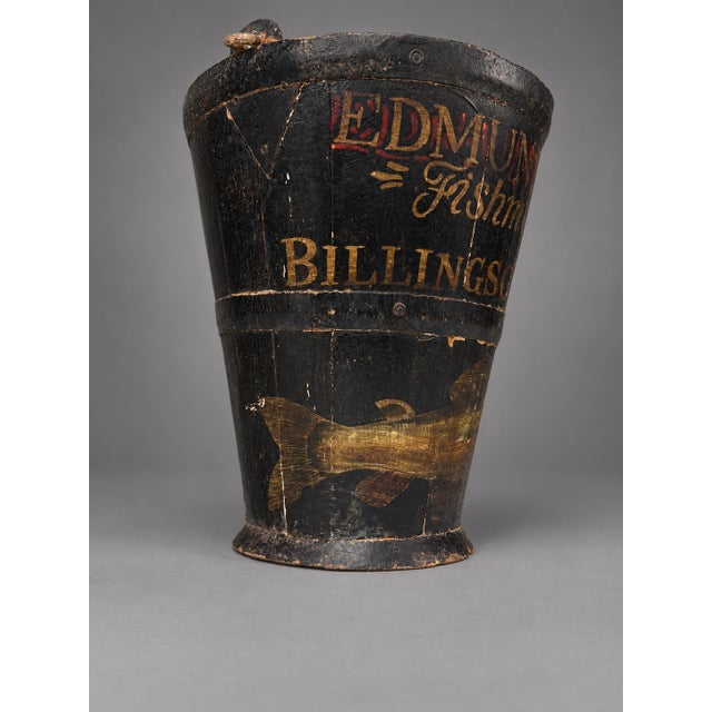 Late 20th Century Vintage English Fishmonger’s Bucket With Painted Decoration For Sale - Image 5 of 7
