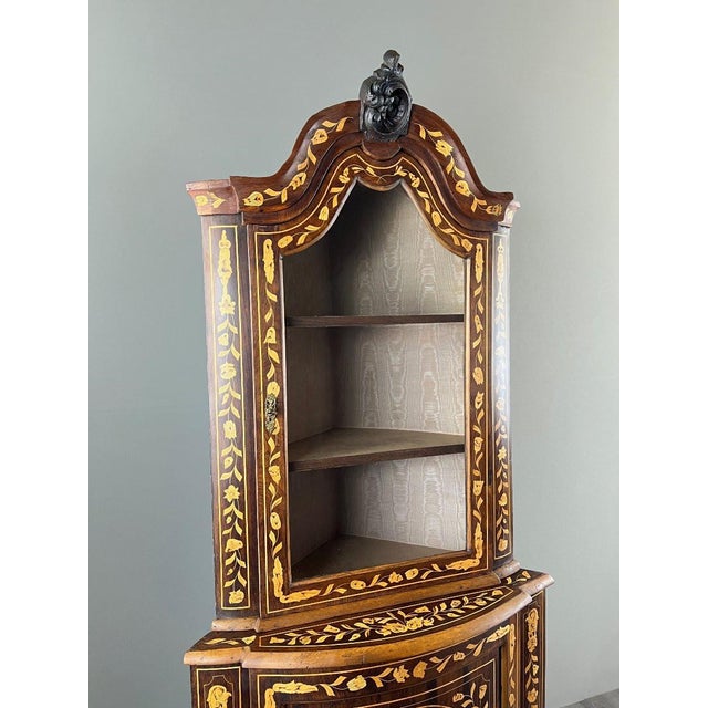 Brown 19th Century Inlaid Corner Display Cabinet For Sale - Image 8 of 13
