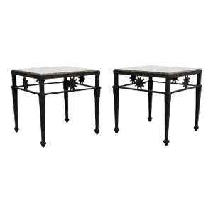 Pair of Neoclassical Style Granite Top Garden Drink Tables