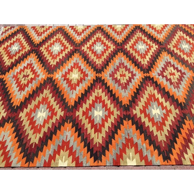 Mid-Century Modern Late 19th Century Handmade Kilim Rug- 72.5" X 105" For Sale - Image 3 of 10