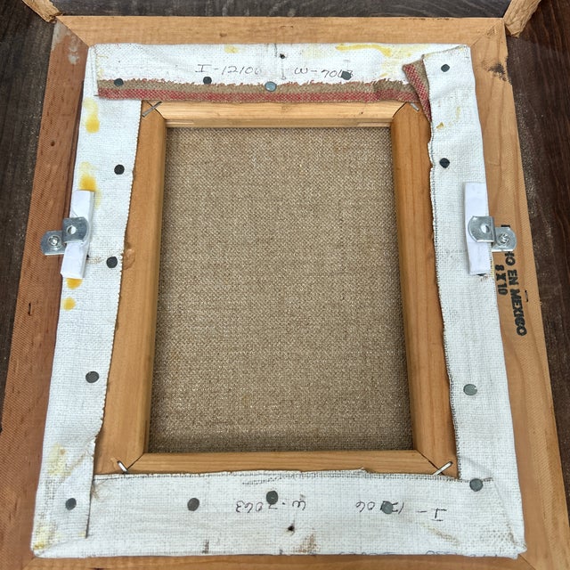 1970s 1970’s Original Modernist Abstract Landscape Painting With Vintage Distressed Wood Frame For Sale - Image 5 of 5