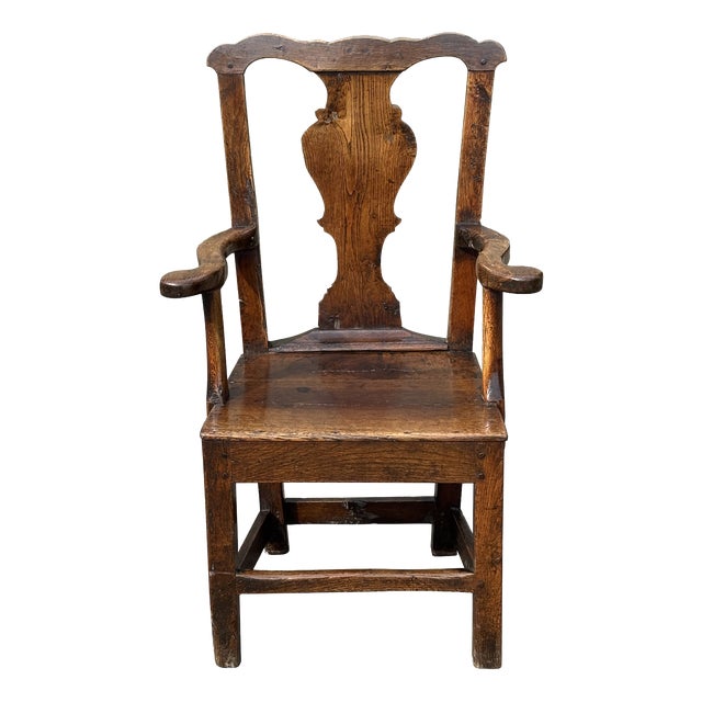 Antique Georgian Oak Armchair, 1760 For Sale