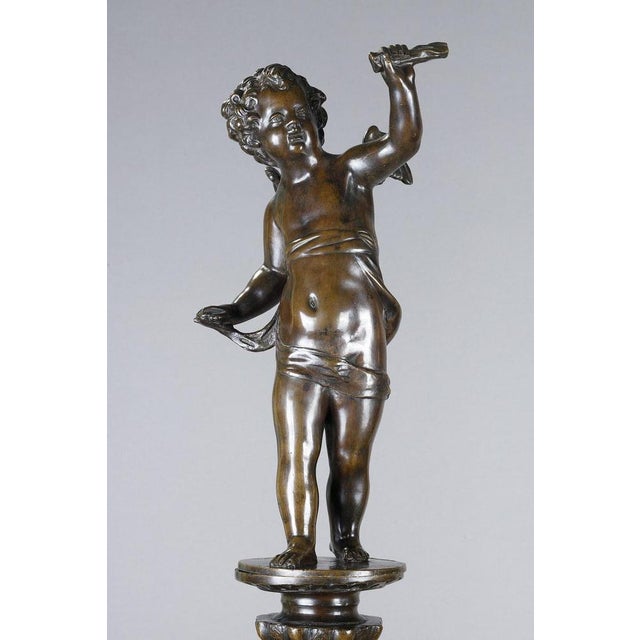 Large Renaissance Style Andirons in Patinated Bronze, 1880S, Set of 2 For Sale - Image 6 of 18