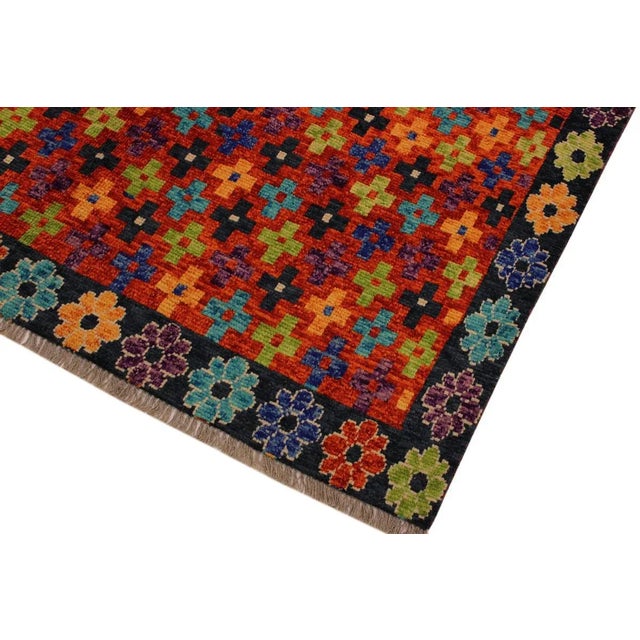 Contemporary 1990s 1990s Southwestern Rust/Gray Wool Rug - 5'6 X 7'9 For Sale - Image 3 of 8