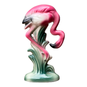 Vintage MCM Glazed Ceramic Flamingo