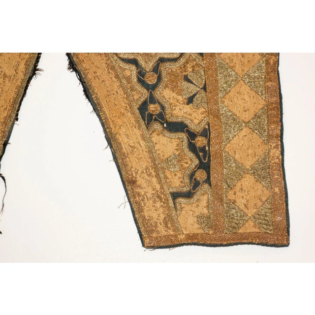 19th Century Islamic Art Ottoman Metallic Threads Arched Fragment Textile For Sale In Palm Springs - Image 6 of 13