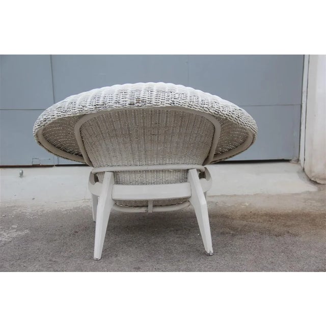 White Italian Rattan & Lacquered Lounge Chair, 1950s For Sale - Image 8 of 11