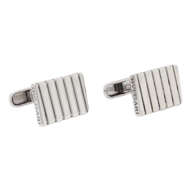 Vintage Estate Bvlgari Sterling Silver Cufflinks For Sale