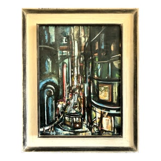 Abstract Expressionist Impasto Painting of Nighttime San Francisco For Sale
