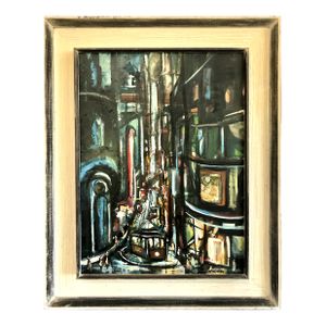 Abstract Expressionist Impasto Painting of Nighttime San Francisco