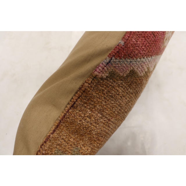 Mid 20th Century Zabihi Collection Pink Brown Tribal Rug Pillow For Sale - Image 5 of 5