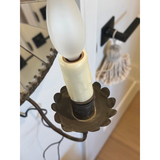 Antique Large Scale French Concave Mirrored Reflector Sconces - A Pair For Sale - Image 14 of 18