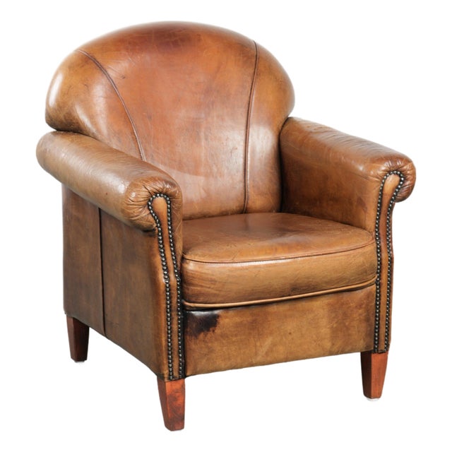 Vintage Brown Sheepskin Armchair For Sale
