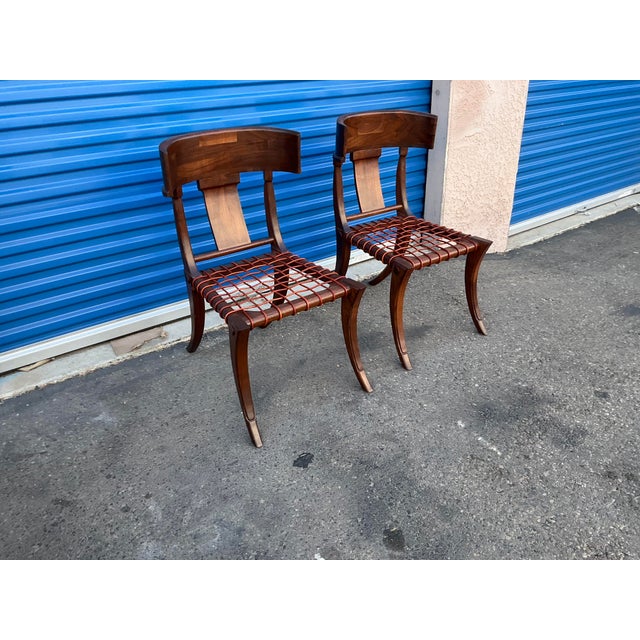 1980s Modern Walnut Klismos Style Chairs - A Pair For Sale - Image 5 of 15