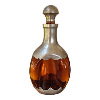 Mid 20th Century Royal Holland Daalderop Amber Glass and Pewter Decanter For Sale
