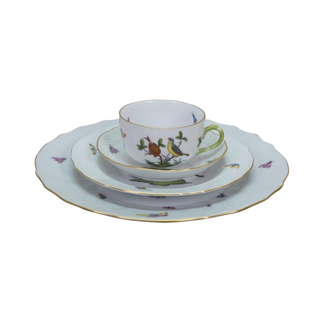 Antique Herend Rothchild porcelain china set featuring various birds, butterflies / insects, ladybugs, flies /...
