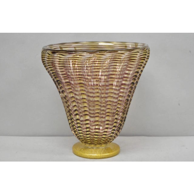 Mid 20th Century Ercole Barovier Zebrato Murano Art Glass Vase Zebrati for Ferro Toso Barovier For Sale - Image 13 of 14