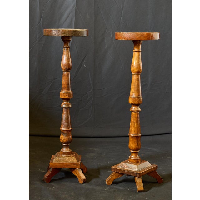 Neoclassical Pair of 19th Century Italian Pine Plant Stands For Sale - Image 3 of 12