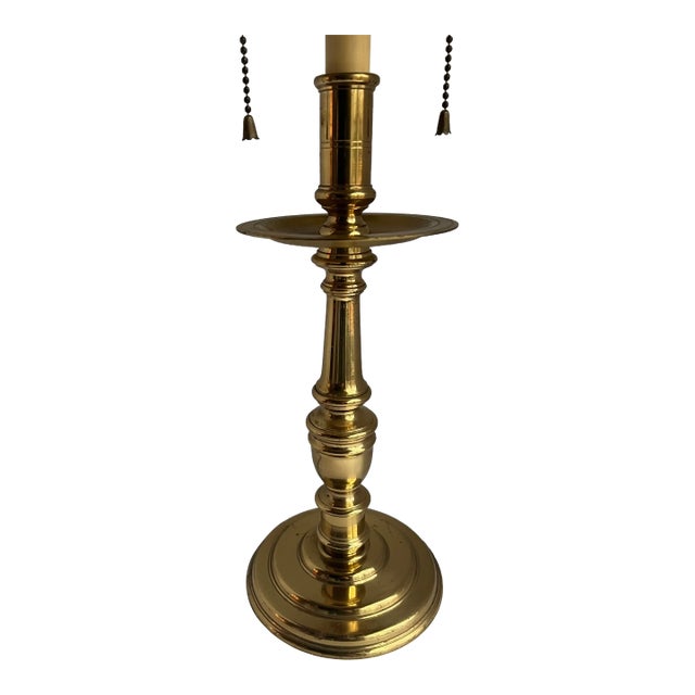 English Vintage Brass Candlestick Lamp With 2 Bulbs For Sale - Image 3 of 5