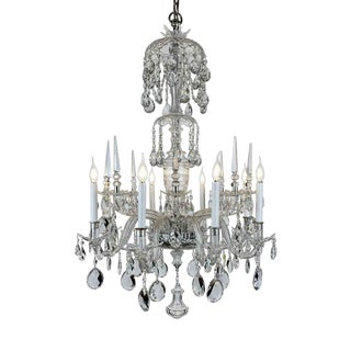 Eight-Light Bohemian Crystal Chandelier, 1950 For Sale