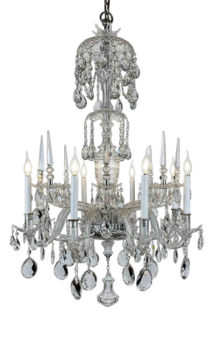 Eight-Light Bohemian Crystal Chandelier, 1950