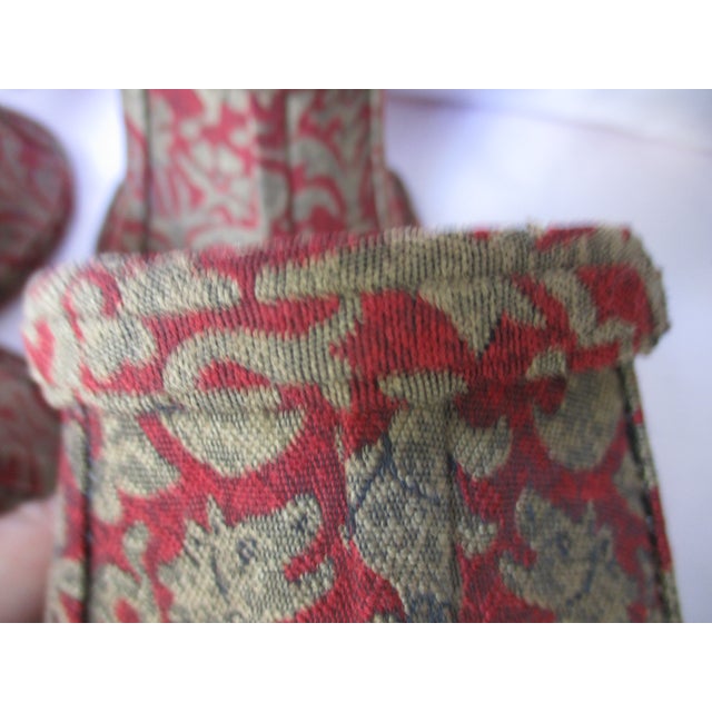 Red Vintage 1990s Red & Gold With Lion Design Chandelier Lamp Shades - Set of 4 For Sale - Image 8 of 10