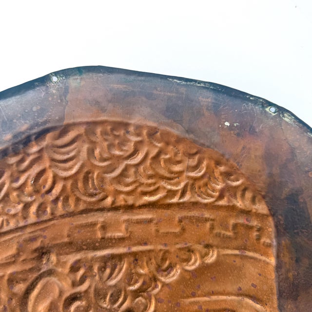 Metal Vintage Hand-Hammered Copper Repoussé Classical Greek Profile Wall Plaque For Sale - Image 7 of 8