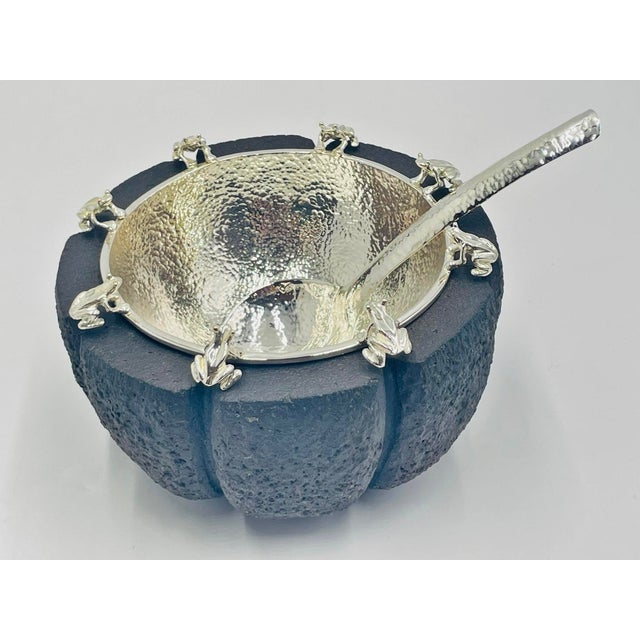 1980s Emilia Castillo Serving Molcajete Bowl & Spoon, Mexican Modern Silversmithing For Sale In Los Angeles - Image 6 of 18