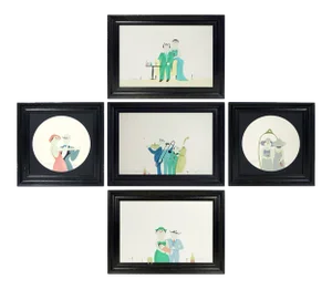 Mid-Century German Paintings from Barbara Oldenburg, Set of 5