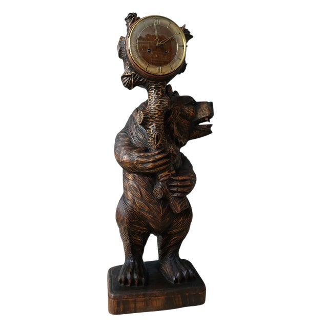 Large Black Forest Bear Clock, 1955 For Sale