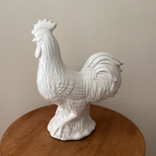 Vintage Collectible Large White Ceramic Rooster Figurine # 51/71 Signed For Sale - Image 10 of 12