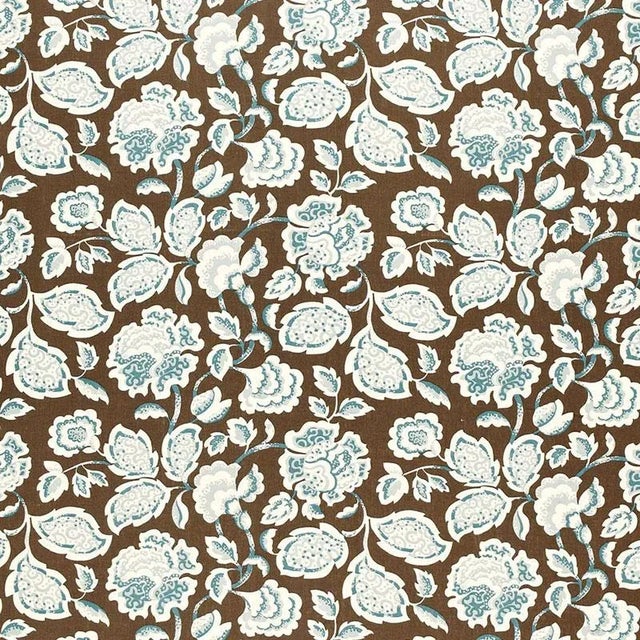 Schumacher Deco Flower Fabric in Cocoa For Sale