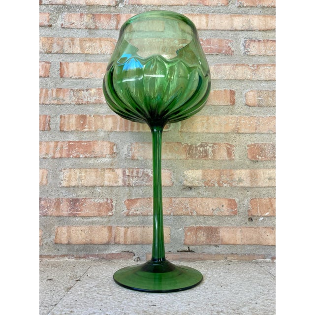 Mid Century Decorative Green Cut Glass Cup, 1960s This special decorative cut glass cup is made of green glass. It was...
