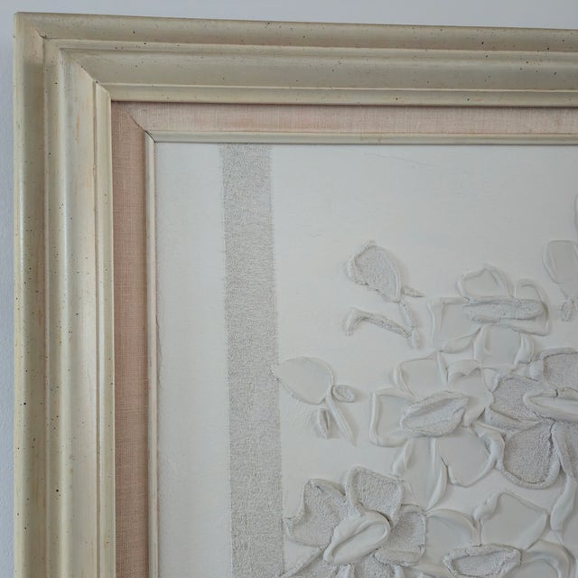 Vintage Carole Gerst Textured Floral Art Impasto Oil Painting Framed in Light Wood Signed Gerst Approximate Framed...