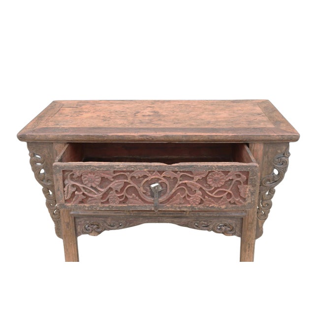 Early 19th Century Hand Carved 1 Drawer Antique Console Table For Sale - Image 5 of 7