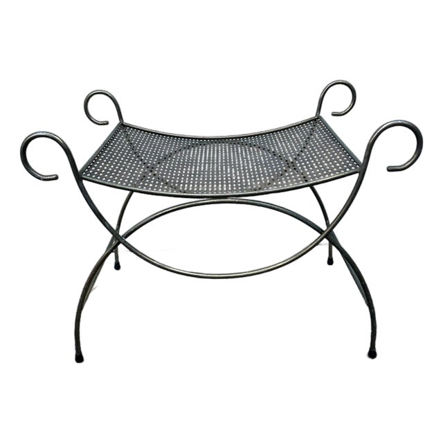 Mid 20th Century Metal Scoop Scroll Vanity Stool For Sale
